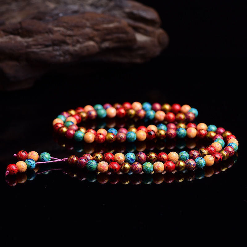 Vibrant Resin Bead Bracelet with Gold Speckles