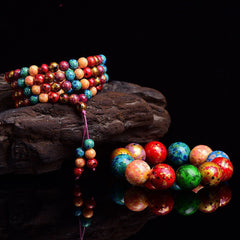 Vibrant Resin Bead Bracelet with Gold Speckles