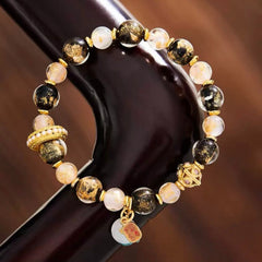 Luxury Gold-Black Crystal Bead Charm Bracelet